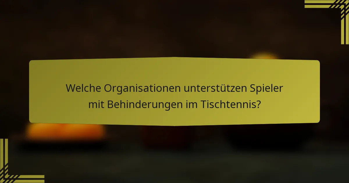 Welche Organisationen unterstützen Spieler mit Behinderungen im Tischtennis?