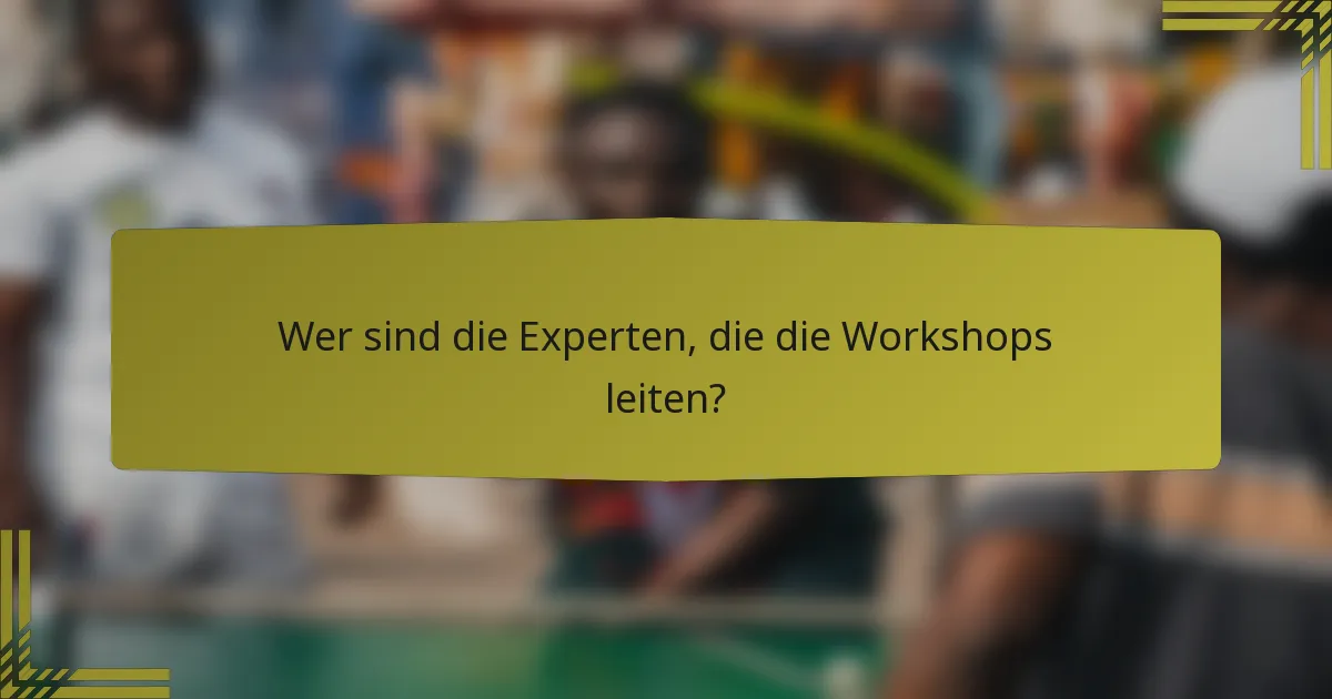 Wer sind die Experten, die die Workshops leiten?